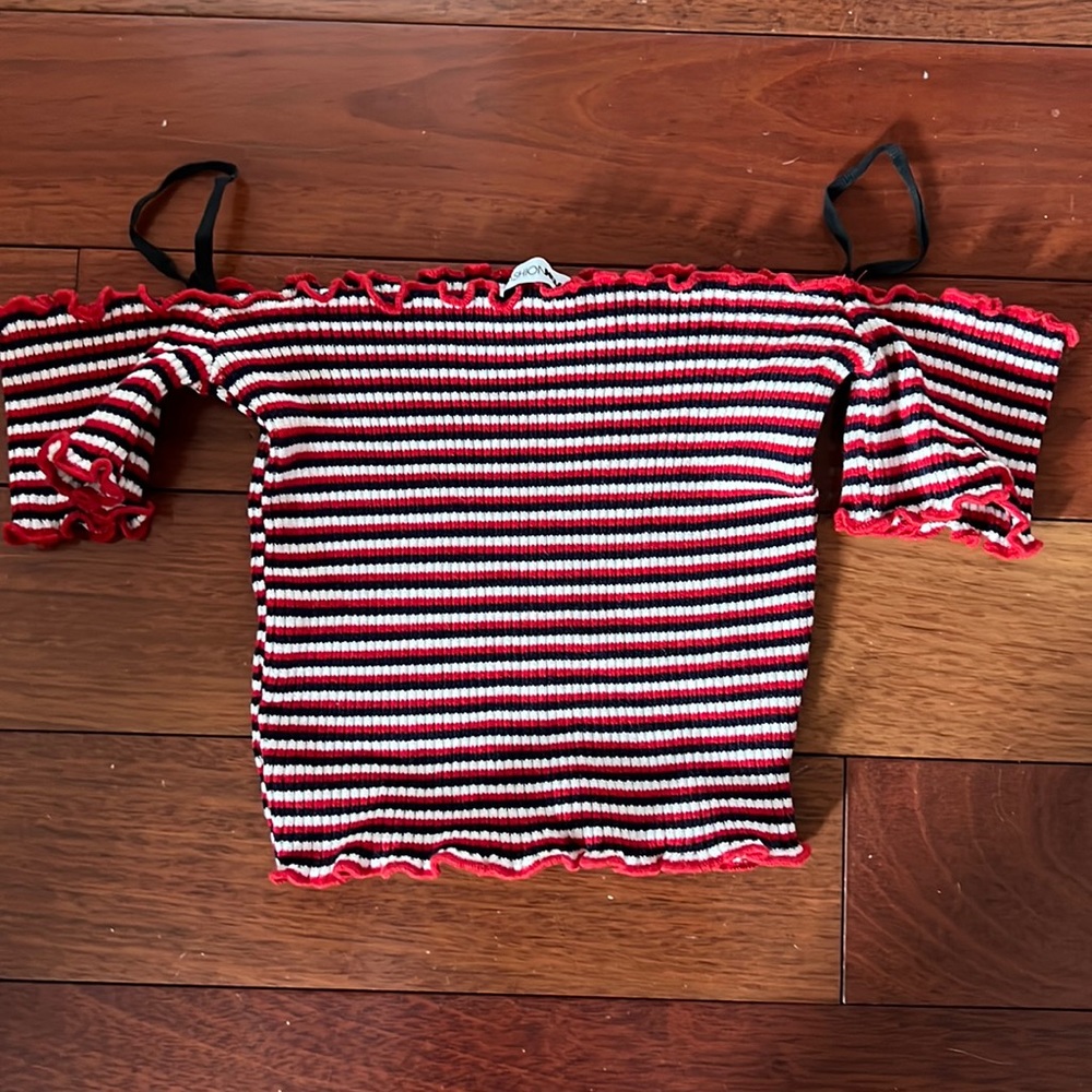 Red White and Blue Striped Top